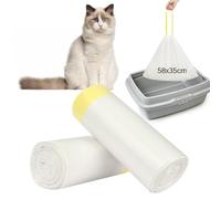 Adiwo 40 Pcs Cat Litter Tray Liners, 58 X 35cm Durable Cat Litter Box Waste Bags with Drawstring, Liquid-Resistant and Piodegradable for Pet Cat Litter Box Liners