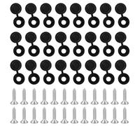 Adiwo 48 PCS 304 Stainless Steel Screws and Caps Set, Number Plate Screws and Caps, Automotive Number Plate Fixing Devices, Black Screw Caps