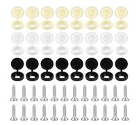 Adiwo 48 PCS 304 Stainless Steel Screws and Caps Set, Number Plate Screws and Caps, Automotive Number Plate Fixing Devices, Black White Yellow Screw Caps (8 Each Color)