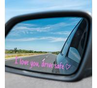 Adiwo 6 Pcs Rearview Mirror Decal, I Love You Drive Safe Car Decals, 11x2cm Waterproof Mirror Car Sticker with Heart, Window Glass Decoration, Funny Safety Reminder for Women Men Driver (Pink)