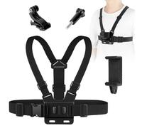 Adiwo Action Chest Strap Mount, Camera Adjustable Chest Strap with J Hook Adapter and Thumbscrew, Easy Installation, with Phone Holder, for Gopro Hero Series, OSMO and Most Cameras, Phone