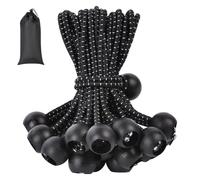 Adiwo Bungee Cord with Balls, 50 Pcs 4 Inch Tarpaulin Bungee Cords, Heavy Duty Elastic Bungee Ball Cords, Flexible Adjustable Black Bungee Straps for Tent, Camping, Household Items, Canopies, Flags