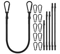 Adiwo Bungee Cords with Carabiner Clips, 6 Pack Black Extra Strong Long Bungee Straps, Assorted Size 60cm 100cm 150cm, Removable Heavy Duty Carabiner, for Camping, Tent, Garden, Tarps, Bike, Car