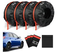 Adiwo Car Spare Tire Covers 4 Pack, 13-18 IN Tyre Bag Set, Diameter 66cm Wheel Protection Cover, Tyre Bags with Handle, Waterproof Dustproof Auto Spare Tires Storage Bags for Car UV SUV Truck, S