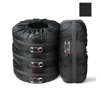 Adiwo Car Spare Tire Covers 4 Pack, 19-23 IN Tyre Bag Set, Diameter 80cm Wheel Protection Cover, Tyre Bags with Handle, Waterproof Dustproof Auto Spare Tires Storage Bags for Car UV SUV Truck Black, L