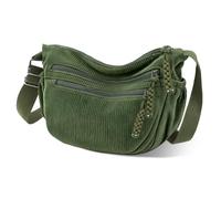Adiwo Crescent Bag for Women, Corduroy Dumpling Bag for Women, Multiple Pockets, Hobos Crossbody Shoulder Bags with Adjustable Strap, Daily Use, Gift for Christmas, Birthday, Anniversary Black/Green