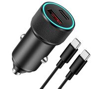 Adiwo Fast Charge Car Phone Charger, Cigarette Lighter USB Charger, 2 Ports 12V USB C Socket, Total 120W [USB C 20W+USB A 100W], for iPhone 17/16/15/14/13/12 Series,Samsung Galaxy,iPad Pro,AirPods