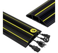 Adiwo Floor Cable Protector, 1M Heavy Duty Cable Floor Protector 3 Cord Channels, Outdoor Floor Cable Cover, Flexible Duct Cable Protector, Wire Cover for Offices, Retail, Gyms, Factories & Garages