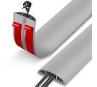 Adiwo Floor Cable Protector, 2M Heavy Duty Floor Cable Cover 3 Cord Channels, Rubber Wire Cover Outdoor, Flexible Cuttable Cable Protector Hider for Protect Cables & Prevent Trip Hazards（Gray）