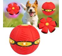 Adiwo Interactive Dog Toy Ball, Glow Flying Saucer Ball Toy for Dogs Dog Toy Flying Interactive Flying Saucers Suitable for Indoor and Outdoor Use (Red)