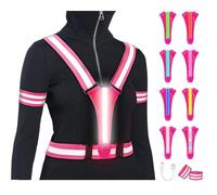 Adiwo LED Reflective Vest Running Gear, Running Vest with 8 Lights Colors, USB-C Rechargeable, Vest High Visibility with Adjustable Waist/Shoulde, for Cycling Night Running Men Women Kids Children