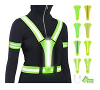 Adiwo LED Reflective Vest Running Gear, Running Vest with 8 Lights Colors, USB-C Rechargeable, Vest High Visibility with Adjustable Waist/Shoulde, for Cycling Night Running Men Women Kids Children