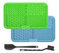 Adiwo Licking Mat for Dogs & Cats, 2 Pack Square Slow Feeder Mat with Suction Cups, Premium Lick Mats for Anxiety Relief Boredom,Dog Treat Mat for Butter, Yogurt, Peanuts (Blue + Green)