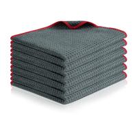 Adiwo Lint Free Super Absorbent Towel, 6Pcs Pineapple Cloth Car Cleaning Towel, Streak Free Dish Cloths, Magic Glass Cleaning Cloth for Car Washing, Kitchen, Dish, Drying, Detailing, Red, 30x30cm
