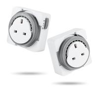 Adiwo Mechanical Timer Socket, 2 Pack 24 Hour Programmable Timer Switch, Enhanced Contact Protection Circuit for UK Plug-in, Fireproof Shell for Lights, Lamp and Home Appliances (16A/3680W, 2 Pack)