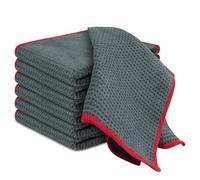 Adiwo Microfibre Cleaning Cloths, 6 Pack, 400GSM Two-layer Thickened Towels, Lint Free Super Absorbent Towel, Microfibre Cleaning Cloth for Household and Car Washing, Drying, Polishing, Red, 30x30cm