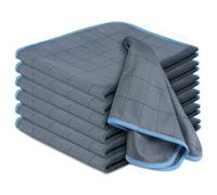 Adiwo Microfibre Glass Cloths, 6PCS, 400GSM Microfiber Towel, Streak Free Dish Cloths, Lint Free, Carbon Polishing Cloth for Car, Windows, Mirror, Wine Glass, Kitchen, Dish, Blue, 40x30cm