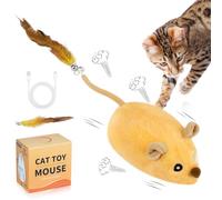 Adiwo Moving Cat Toy Mouse, Interactive Electronic Mice with Automatic Squeaky, USB Rechargeable LED with 2PCS Feather Tail Bell, Cat Toys for Exercise, Fighting Boredom
