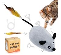 Adiwo Moving Cat Toy Mouse, Interactive Electronic Mice with Automatic Squeaky, USB Rechargeable LED with 2PCS Feather Tail Bell, Cat Toys for Exercise, Fighting Boredom