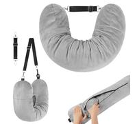 Adiwo Multifunctional Stuffable Travel Pillow, Travel Pillow Stuffable with Clothes, Soft Stuffable Neck Pillow, Fillable for Extra Luggage with Adjustable Straps, for Airplane Camping Train, Gray