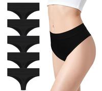 Adiwo Women’s Sexy Thongs Panties, 5 Pack No Show Ladies Knickers, Breathable Workout Invisible G-Strings, Seamless Thong Underwear, Comfortable and Soft to Every day Wear, Dates, and Sports, 2XL