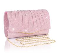Adiwo Women's Evening Bags, Women Clutch Bag, Elegant Sparkling Ladies Handbags With Detachable Chain, Handle Evening Clutch Bag, Suitable for Wedding Party Prom, Great Gift for Lady, Pink