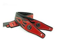 ADIYA Flame Guitar Strap PU Leather Soft Comfortable Double Strap for All Kinds of Guitars|Bass|Banjo|Mandolin, Adjustable Length (Black Red Flame)