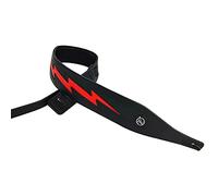 ADIYA Guitar Strap with Lightning Bolt for Electric Guitars/Bass, Leather Adjustable Length,Black/White/Red Available