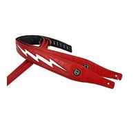 ADIYA Guitar Strap with Lightning Bolt for Electric Guitars/Bass, Leather Adjustable Length,Black/White/Red Available (Red Body White Lightning)