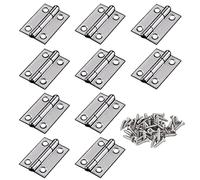 Adiyer 10pcs 304 Stainless Steel 1-inch Folding Butt Hinges Small Hinges Mini Door Hinges for Case Wooden Jewelry Box Lid Crafts (25mm x 18.5mm x 0.8mm)
