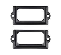 Adiyer 32pcs Black Metal Label Holders Office Library File Drawer Cabinet Card Tag Label Holder Metal Frame 70mm x 33mm