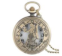 ADJAN 12 Constellations Theme Series Quartz Pocket Watch Modern Men Watches Zodiac Clock Chain Christmas Birthday Gift,Virgo
