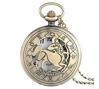 ADJAN 12 Constellations Theme Series Quartz Pocket Watch Modern Men Watches Zodiac Clock Chain Christmas Birthday Gift,Sagittarius