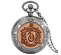 ADJAN Accept Logo/Text Engraved Customized On Men's Pocket Watch Necklace Chain Simple Pure Cover Wooden Pocket Watch,Snake