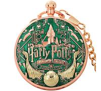ADJAN Deathly Hallows Design Handicrafts Melody Music Pocket Watch Retro Steampunk Quartz Necklace Pendant with Chain for Men Women,Green
