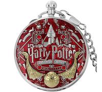 ADJAN Deathly Hallows Design Handicrafts Melody Music Pocket Watch Retro Steampunk Quartz Necklace Pendant with Chain for Men Women,red