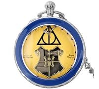 ADJAN Deathly Hallows Design Handicrafts Melody Music Pocket Watch Retro Steampunk Quartz Necklace Pendant with Chain for Men Women,Deathly Hallow Blue