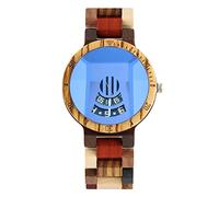 ADJAN Ebony Watch Luxury Wood Men Wristwatches Date Display Multi-Function Chronograph Cood Clock reloj Hombre As Great Gift,Red Sandalwood