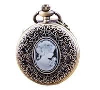 ADJAN Gold Luxury Premium Digital Display Quartz Pocket Watch Ladies Vintage Elegant Pendant Necklace Best Gift,XH004,Brown