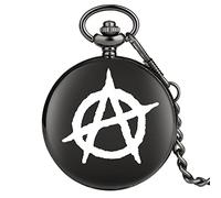 ADJAN Handmade Customized Black We're All Mad Here Quartz Pocket Watch Black Chain Pendant Gift for Men Women,A