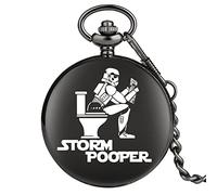 ADJAN Handmade Customized Black We're All Mad Here Quartz Pocket Watch Black Chain Pendant Gift for Men Women,Storm