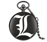 ADJAN Handmade Customized Black We're All Mad Here Quartz Pocket Watch Black Chain Pendant Gift for Men Women,Note