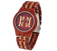 ADJAN Olive Wood Men's Watches Black Scale Letter Pattern Dial Quartz Wooden Wristwatch for Men Fold Buckle Ebony Band Men Watch Gifts,Wooden Watch B