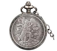 ADJAN Retro 12 Constellations Star Sign Zodiac Quartz Pocket Watch Antique Charm Pendant Necklace Chain Birthday Gifts for Men Women,Aquarius