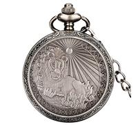 ADJAN Retro 12 Constellations Star Sign Zodiac Quartz Pocket Watch Antique Charm Pendant Necklace Chain Birthday Gifts for Men Women,Leo