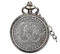 ADJAN Retro 12 Constellations Star Sign Zodiac Quartz Pocket Watch Antique Charm Pendant Necklace Chain Birthday Gifts for Men Women,Pisces