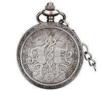 ADJAN Retro 12 Constellations Star Sign Zodiac Quartz Pocket Watch Antique Charm Pendant Necklace Chain Birthday Gifts for Men Women,Gemini