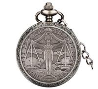 ADJAN Retro 12 Constellations Star Sign Zodiac Quartz Pocket Watch Antique Charm Pendant Necklace Chain Birthday Gifts for Men Women,Libra