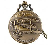 ADJAN Retro B-29 Aircraft Quartz Pocket Watch Steampunk Retro Army Military Necklace Chain Watch Pendant Antique Gifts for Soldiers,Fokker DR.1