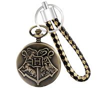 ADJAN Retro Charm Key Chain Hollow Roman Numerals Black Keychain Quartz Pocket Watch Hanging Watch with Black Leather Rope Chain,11